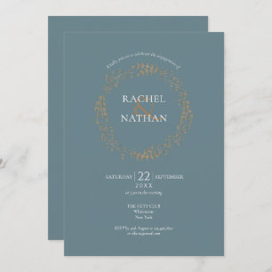 Gold Floral Garland Engagement Party Invitation