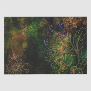 Gold Floral Grunge Damask Tissue Paper