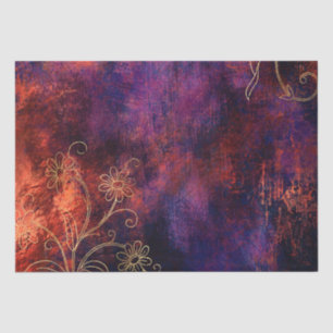 Gold Floral Grunge Damask Tissue Paper