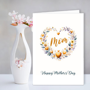 Gold Floral Heart Mother's Day Holiday Card