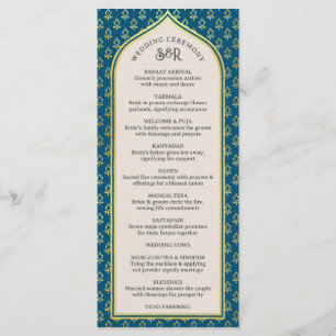 Gold Floral Indian & Hindu Wedding Program Card