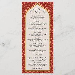 Gold Floral Indian & Hindu Wedding Program Card