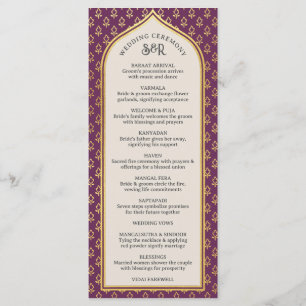 Gold Floral Indian & Hindu Wedding Program Card