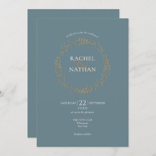 Gold Floral Laurel Garland Wedding Invitation