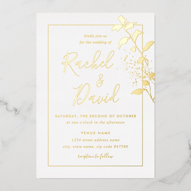 Gold Floral Leaf Wedding (Front)