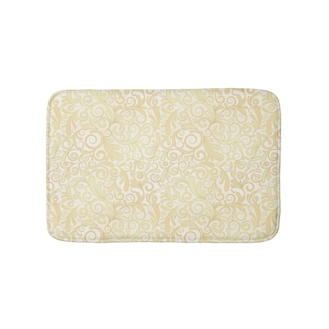 Gold floral leaves pattern bath mat (Front)