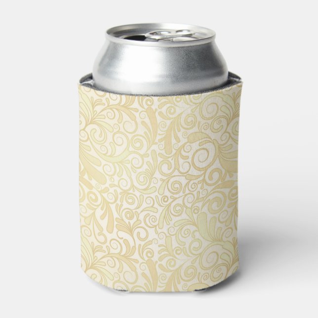 Gold floral leaves pattern can cooler (Can Front)