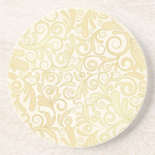 Gold floral leaves pattern coaster
