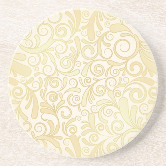 Gold floral leaves pattern coaster (Front)