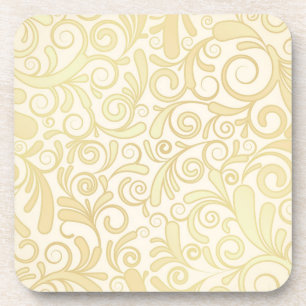 Gold floral leaves pattern coaster