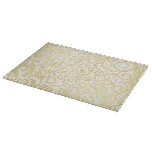 Gold floral leaves pattern cutting board