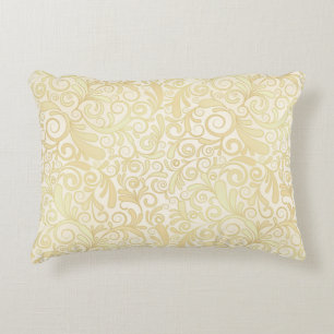 Gold floral leaves pattern decorative cushion