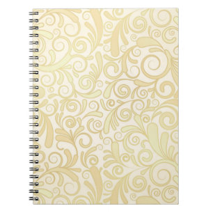 Gold floral leaves pattern notebook