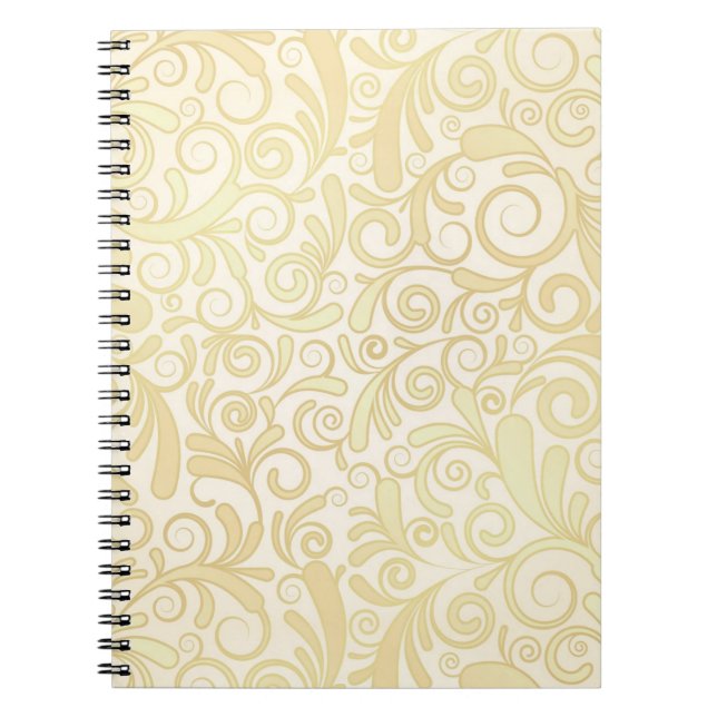 Gold floral leaves pattern notebook (Front)