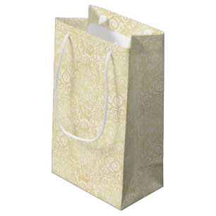 Gold floral leaves pattern small gift bag