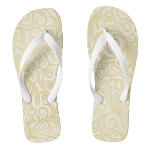Gold floral leaves pattern thongs