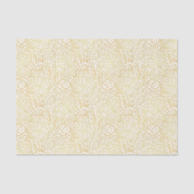 Gold floral leaves pattern tissue paper (Front)