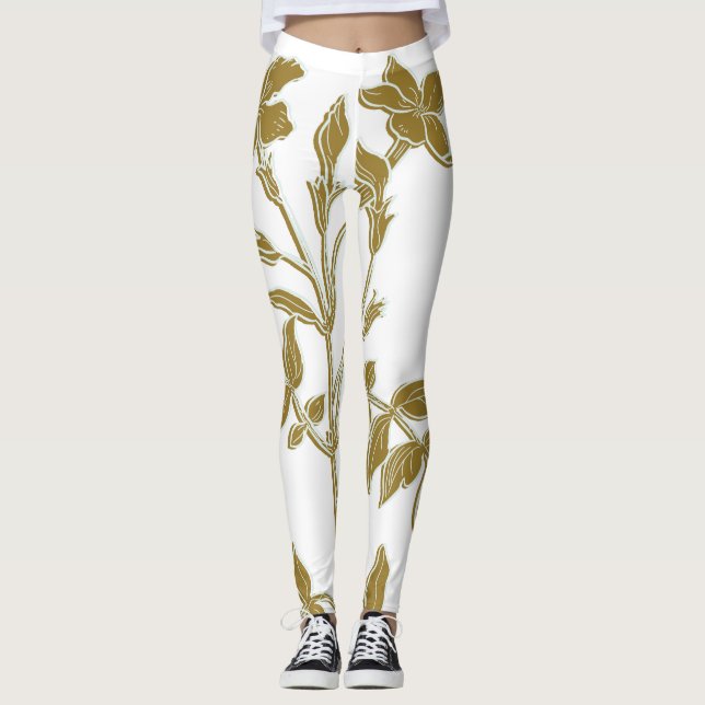 Gold Floral Leggings (Front)
