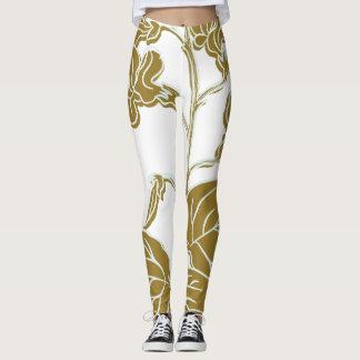 Gold Floral Leggings