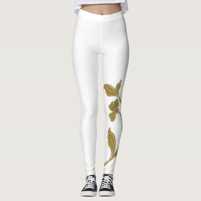 Gold Floral Leggings (Front)