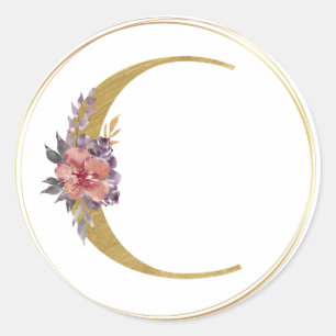 Gold Floral Letter C Monogram Seal