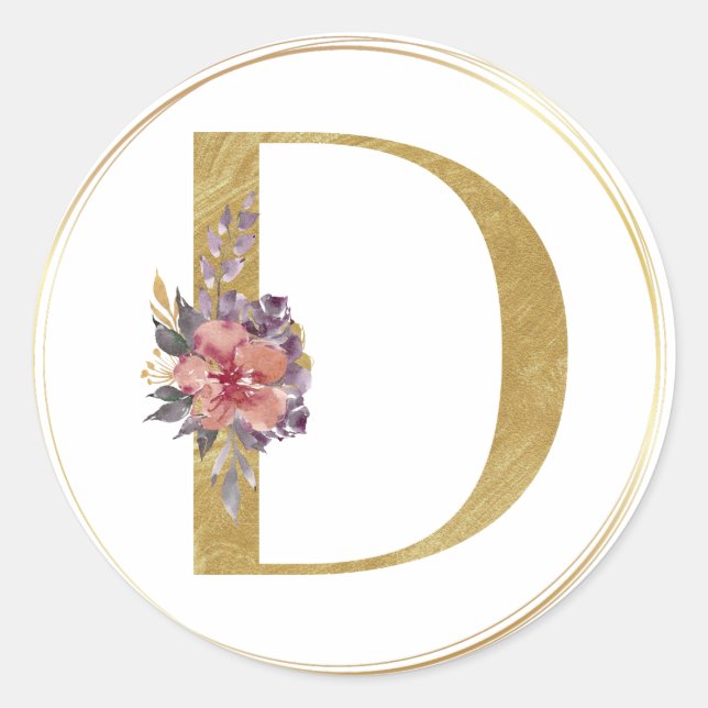 Gold Floral Letter D Monogram Seal (Front)