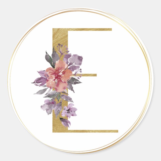 Gold Floral Letter E Monogram Seal (Front)