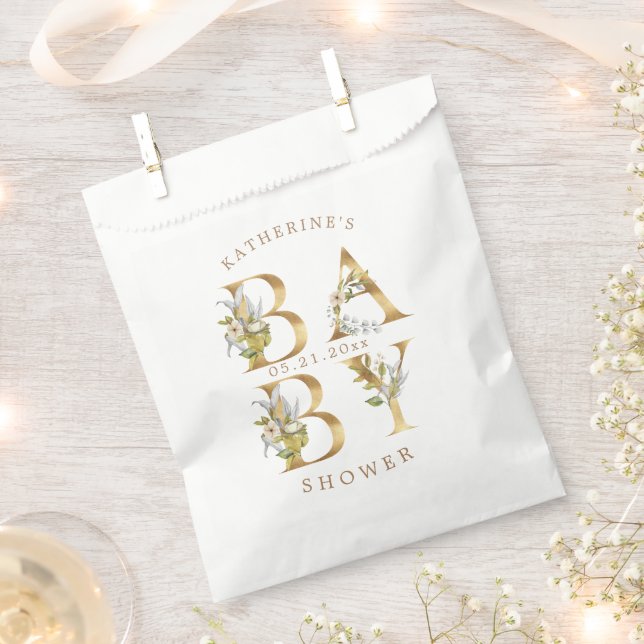gold floral letters baby shower monogram  favour bag (Clipped)