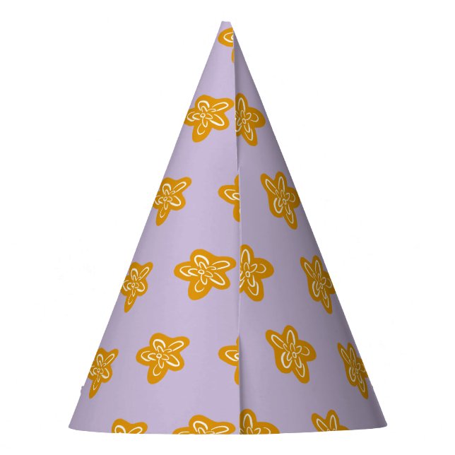 Gold Floral Lilac Girl Princess Birthday Party Hat (Back)
