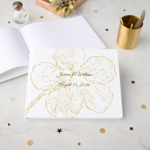 Gold Floral Line Art Botanical Wedding Guest Book