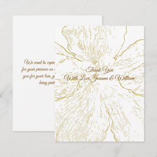 Gold Floral Line Art Botanical Wedding Thank You Card
