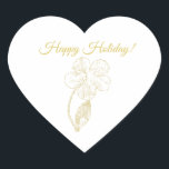 Gold Floral Line Art Happy Holiday Heart Sticker<br><div class="desc">Seal your holiday envelopes or decorate your favors with this charming heart-shaped sticker. The floral sketch and "Happy Holiday!" script bring a festive yet refined touch to your seasonal preparations.</div>