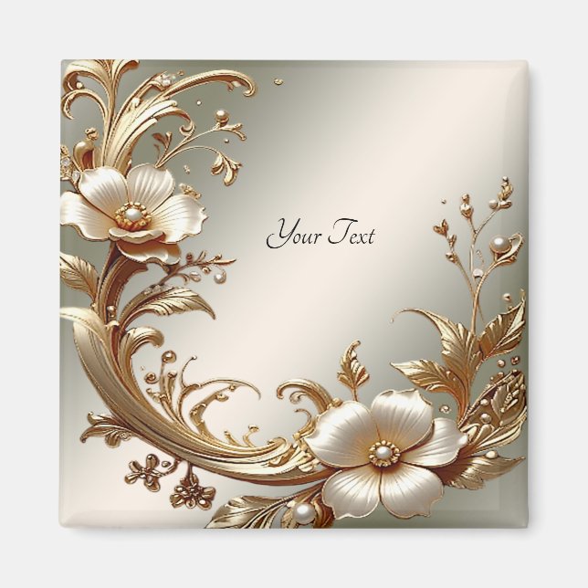 Gold Floral Magnet (Front)