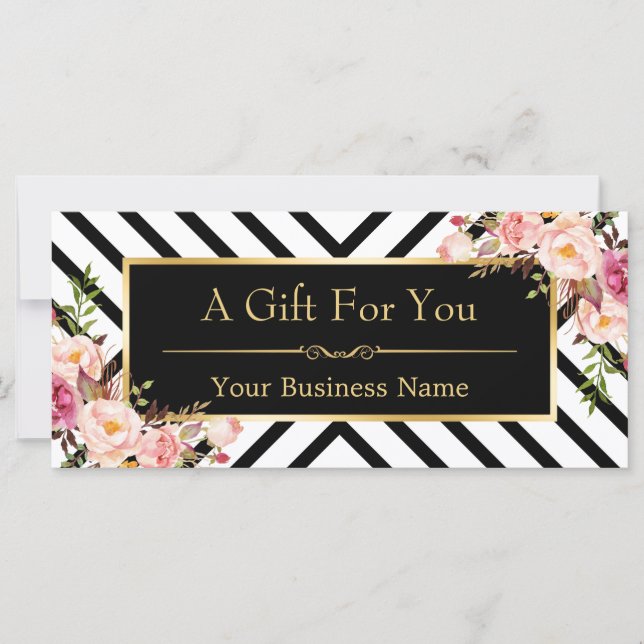 Gold Floral Makeup Hair Salon Gift Certificate (Front)