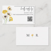 Gold Floral Minimalist Wedding RSVP Enclosure Card