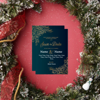 Gold Floral – Modern Wedding Invitation