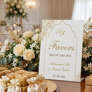Gold Floral Mosque Elegance Muslim Favours Table Pedestal Sign