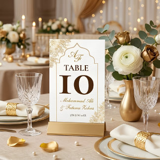 Gold Floral Mosque Elegance Muslim Table Card