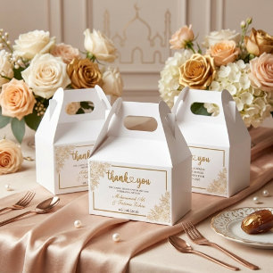 Gold Floral Mosque Elegance Muslim Wedding Favour Box