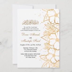 gold floral muslim wedding invitation