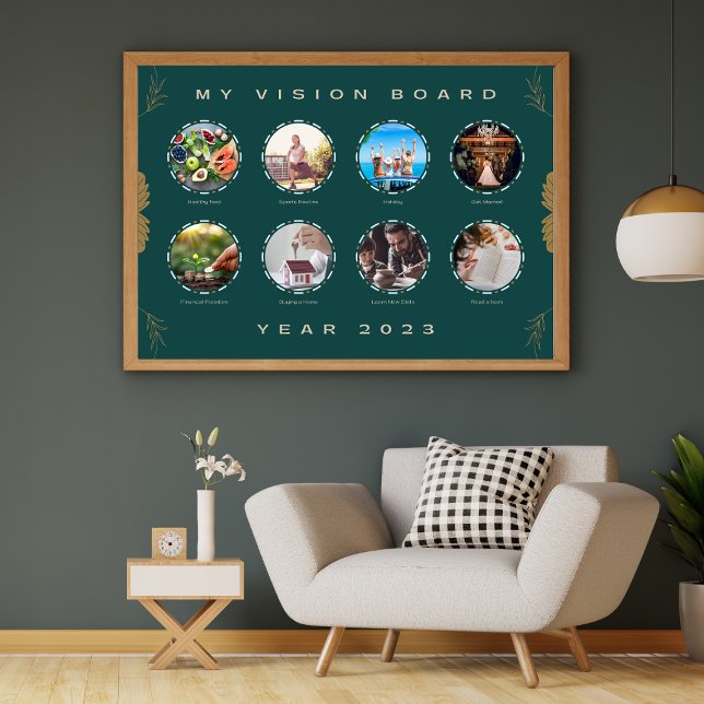 Gold Floral My Vision Board Of The Year Poster (Creator Uploaded)