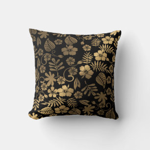 Gold floral on Black Cushion