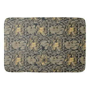 Gold Floral Pattern Bath Mat