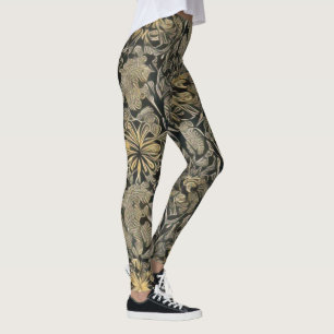 Gold Floral Pattern Leggings