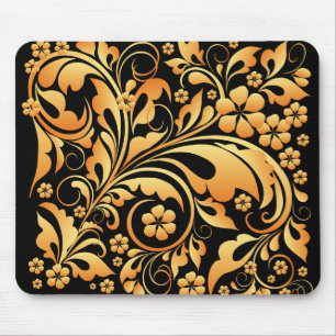gold floral pattern mouse pad
