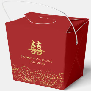 Gold floral photo couple Chinese wedding thank you Favour Box