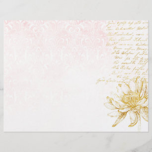 Gold Floral & Pink Damask Scrapbook Paper