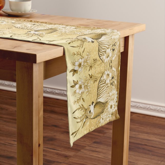 Gold Floral Reindeer Table Runner (In Situ)