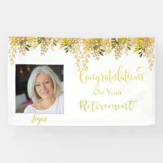 Gold Floral Retirement Banner