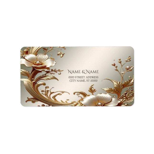 Gold Floral Return Address Label (Front)